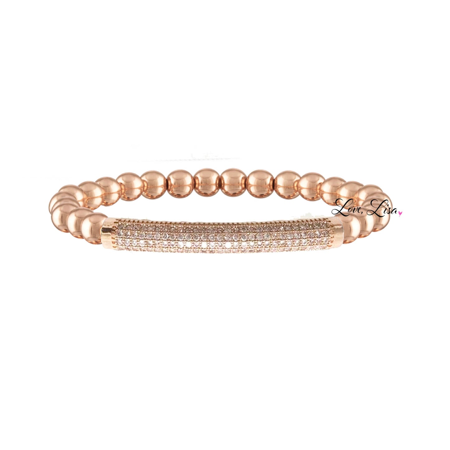 Lexi Pave 6mm Beaded Bar Bracelet