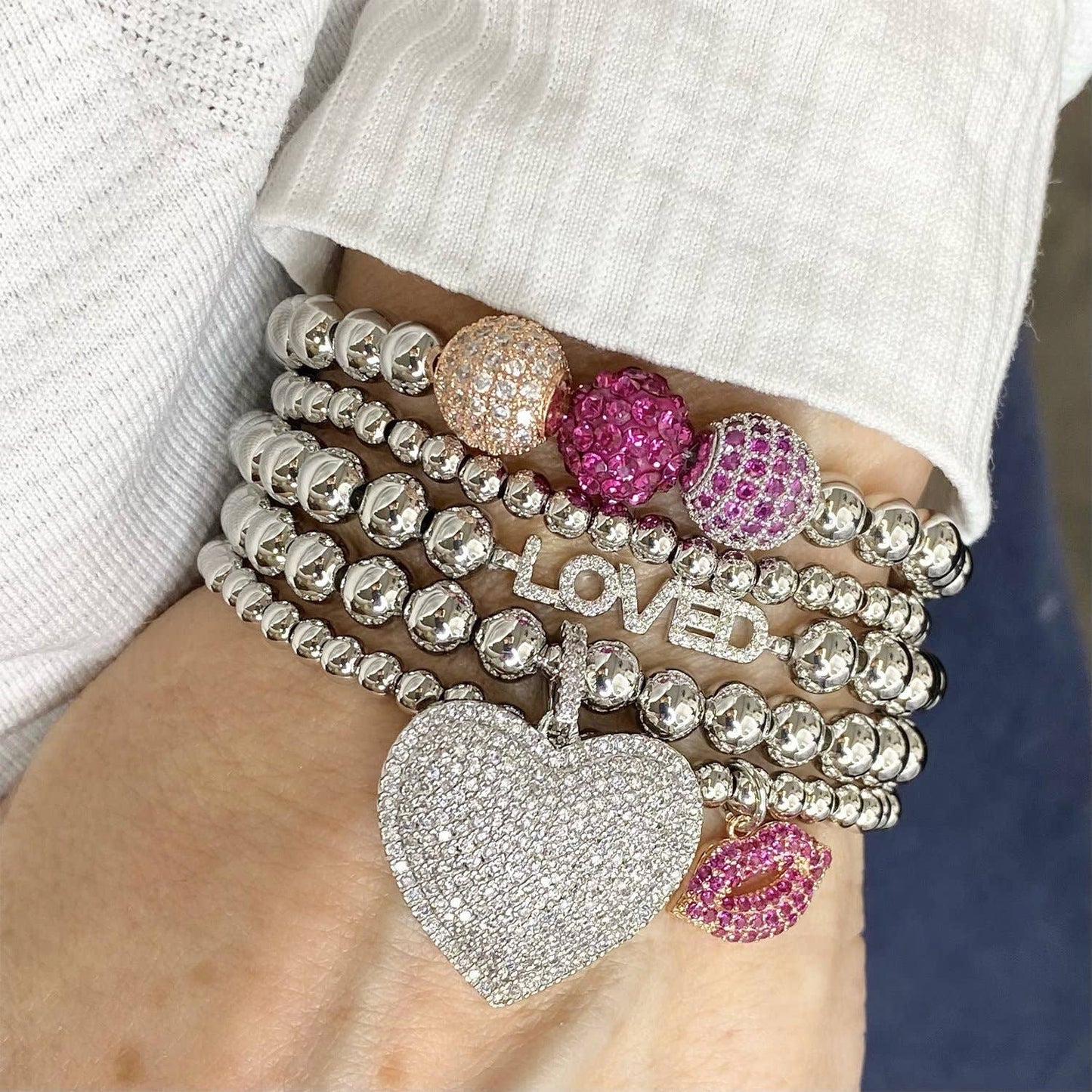 Lila's Allure Beaded Heart Bracelet