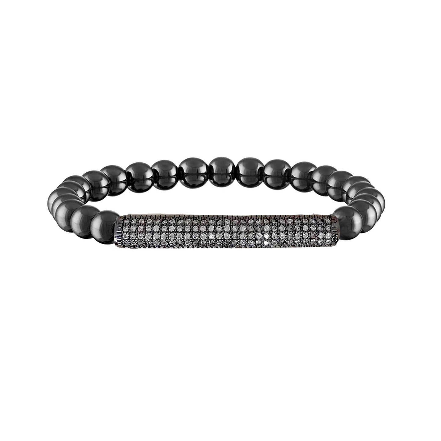 Lexi Pave 6mm Beaded Bar Bracelet