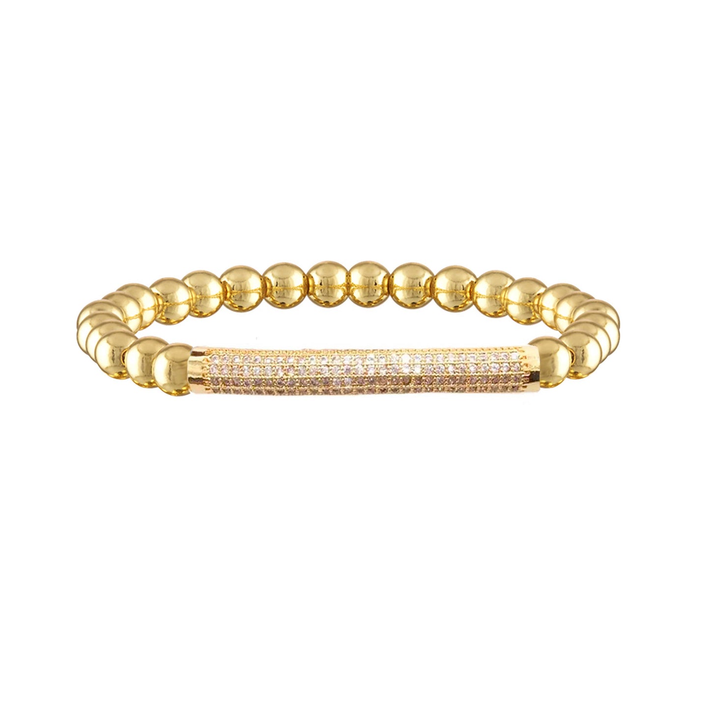 Lexi Pave 6mm Beaded Bar Bracelet