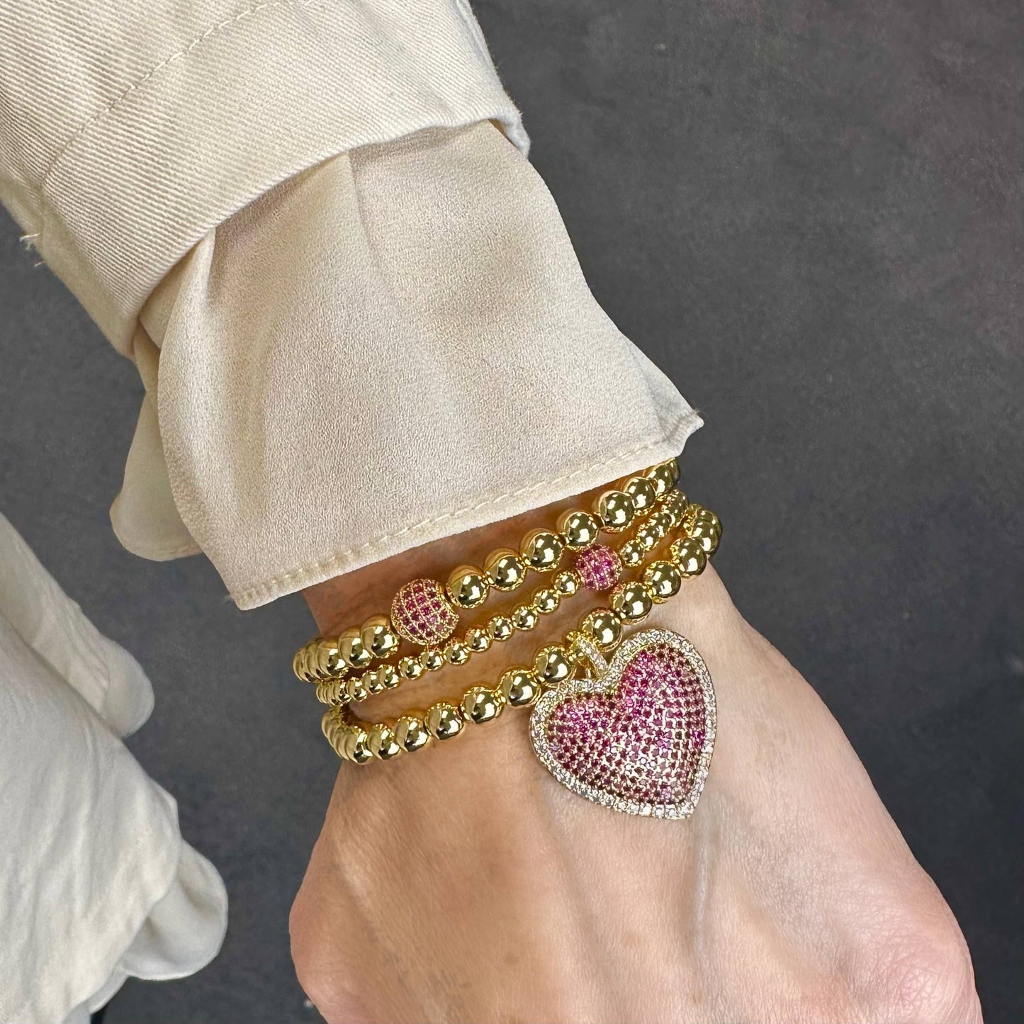 Lila's Allure Beaded Heart Bracelet