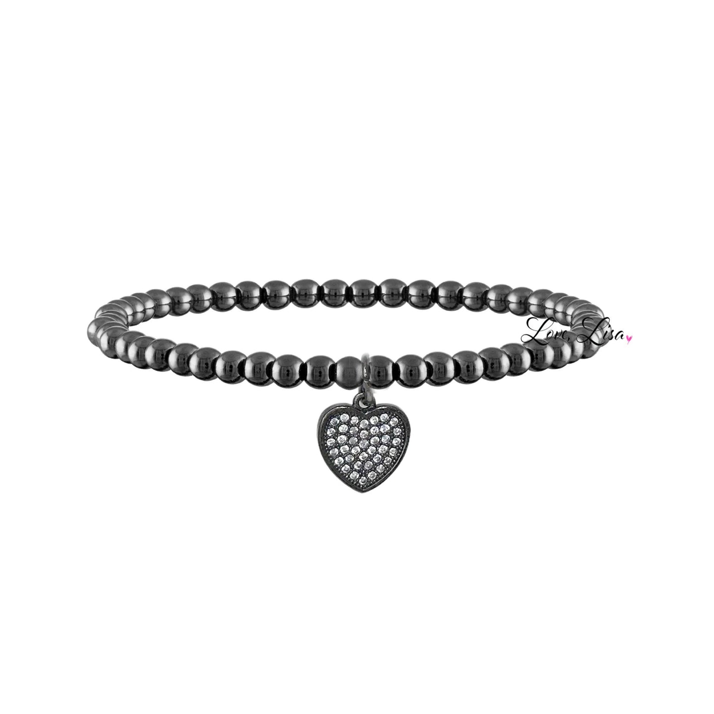 Sweetest Little Heart Charm Beaded Bracelet