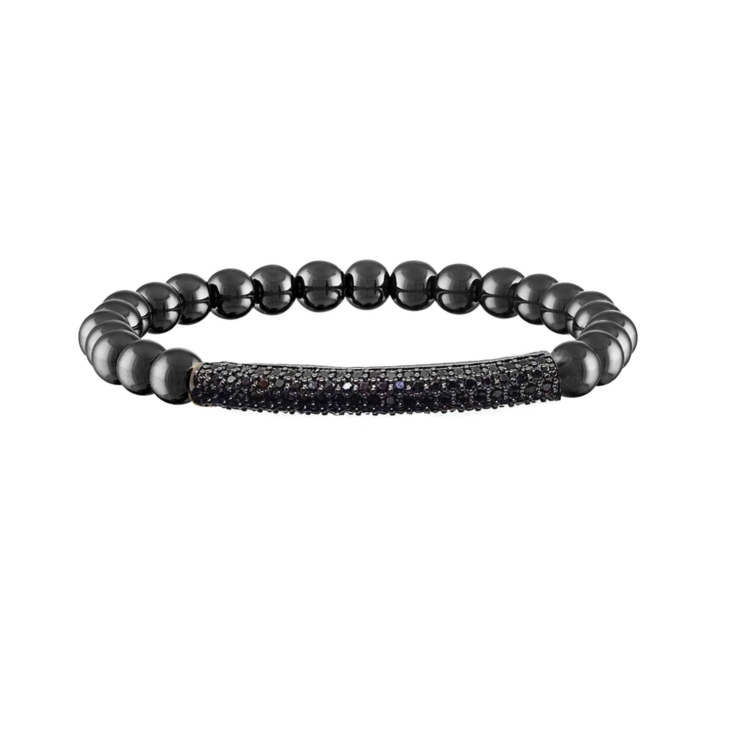 Lexi Pave 6mm Beaded Bar Bracelet