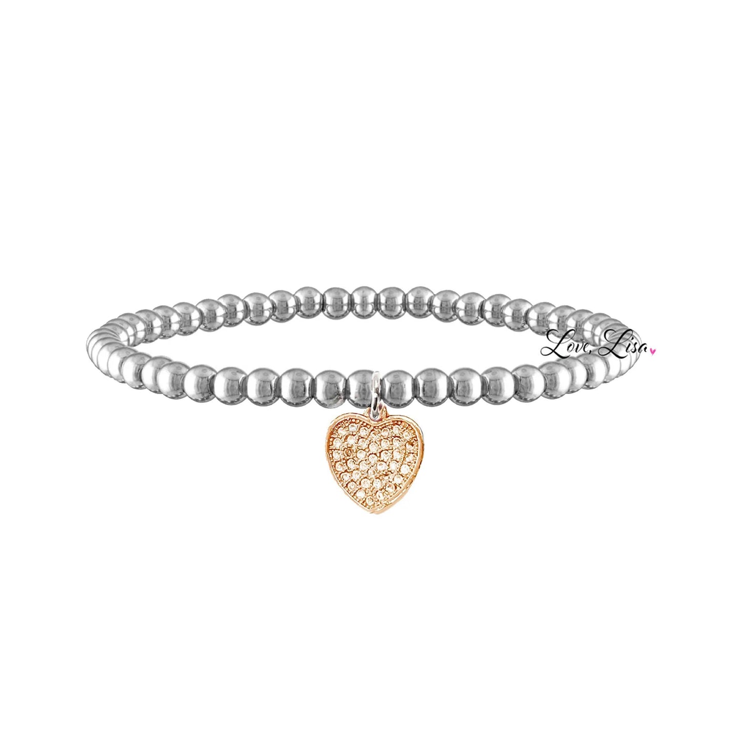 Sweetest Little Heart Charm Beaded Bracelet